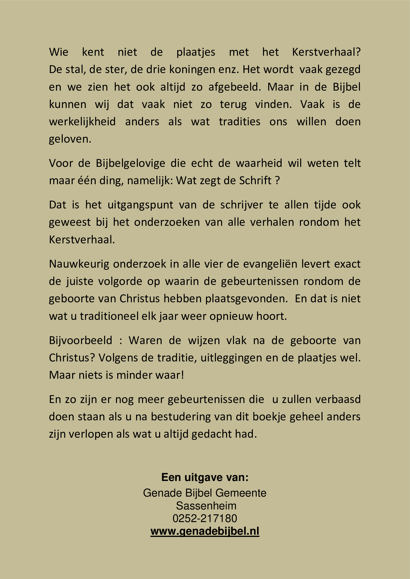 De Wijzen uit  het Oosten. Achterkant